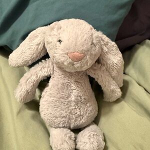 JELLYCAT Plush Bunny Stuffed Animal - Light Gray with Pink Nose
